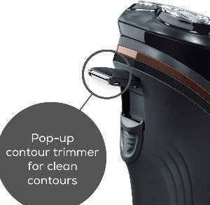 Rotary Shaver. 3 spring loaded dual-ring shaver head. Additional 2-in ...